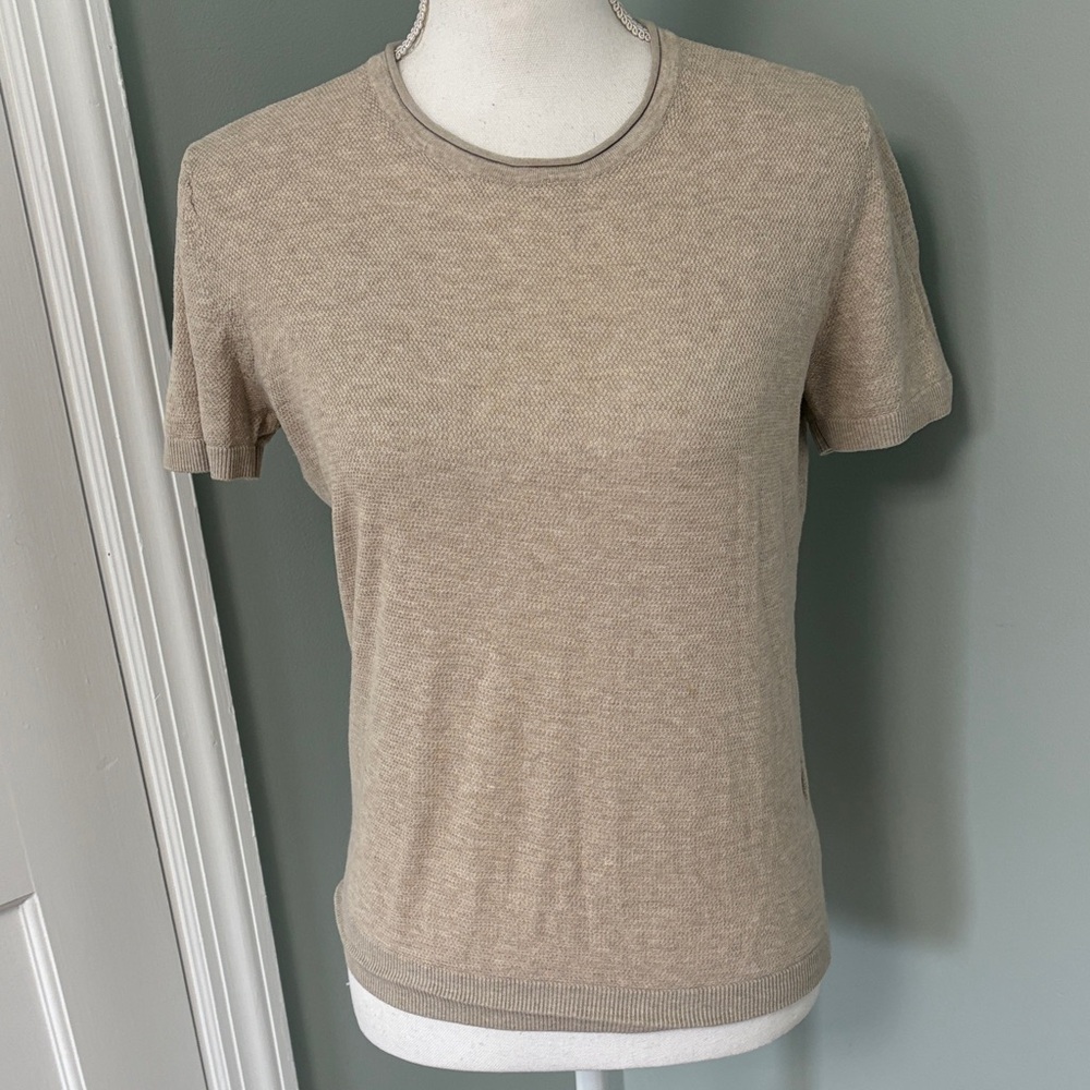 Abercrombie & Fitch Beige Short Sleeve Knit Top Featherweight XS